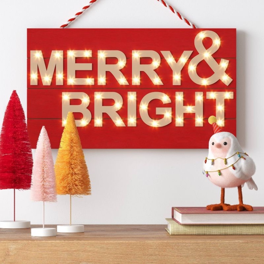 6.5" Featherly Friends Fabric Bird Christmas Figurine with String Lights